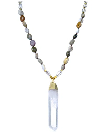 Eye Candy La Gemstone Agate & Clear Quartz Knotted Necklace