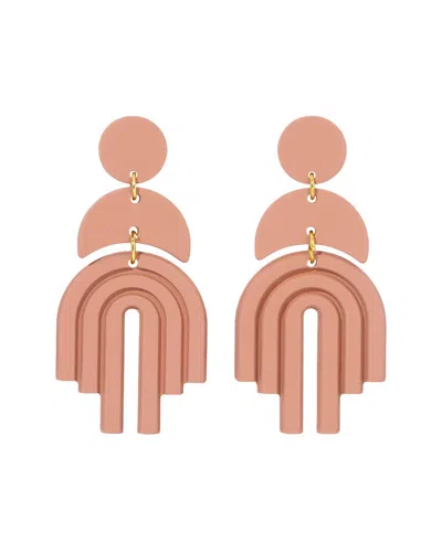 Eye Candy La Giulia Beige Dangle Earrings In Pink