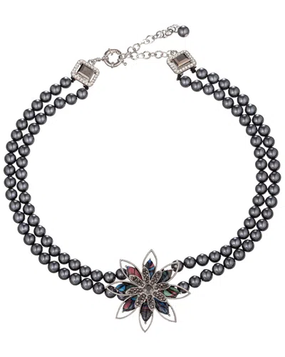 Eye Candy La Glass Crysal Statement Necklace In Brass