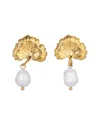 Eye Candy La Women's Luxe Rana Goldtone & Simulated Pearl Ginkgo Drop Earrings