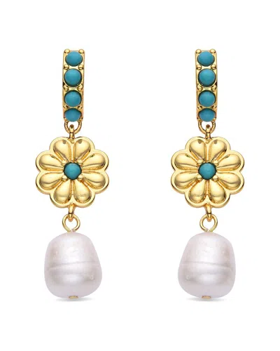 Eye Candy La Glass Pearl Drop Earrings In Gold