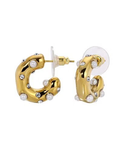 Eye Candy La Glass Pearl Hoop Earring In Neutral