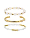 Eye Candy La Women's Amelia 3-piece 18k Goldplated & Simulated Pearl Bracelet Set
