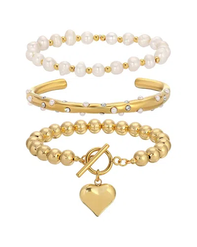 EYE CANDY LA EYE CANDY LA GLASS PEARL STACK TOGGLE BRACELET