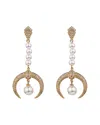 Eye Candy La Half Moon 18k Gold Plated Cz Fresh Water Pearl Earrings