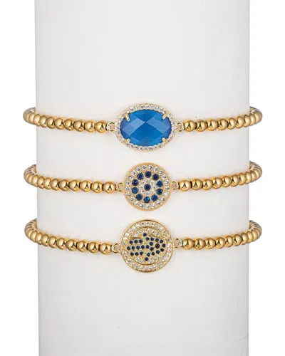 EYE CANDY LA EYE CANDY LA HARPER TITANIUM CZ 3PC HAMSA STRETCH BRACELET SET