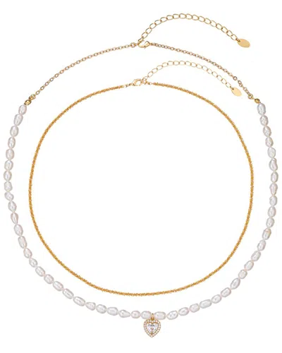 Eye Candy La Hazel Double Strand Heart Necklace In Gold