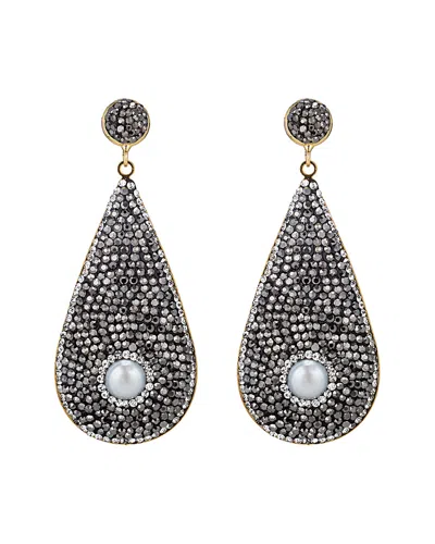 Eye Candy La Hematite And Freshwater Pearl Drop Earring