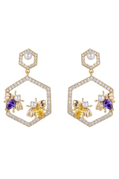 Eye Candy La Honeycomb Earrings In Silver