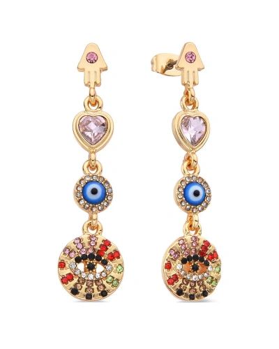 Eye Candy La Ines Protection Hamsa Dangle Earrings In Multi