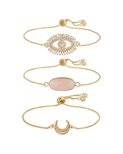 Eye Candy La Jules 3 Piece Bolo Bracelet Set In Gold