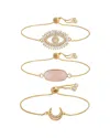 Eye Candy La Jules 3 Piece Bolo Bracelet Set In Gold