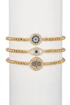 Eye Candy La Luca Titanium Cz 3pc Stretch Bracelet Set In Blue