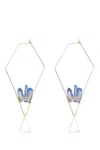 Eye Candy La Luxe Collection Druzy Quartz Blue Drop Earrings In Multi