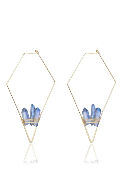 Eye Candy La Luxe Collection Druzy Quartz Blue Drop Earrings In Multi