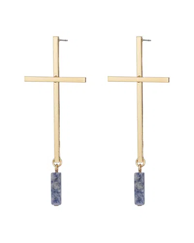 EYE CANDY LA EYE CANDY LA LAPIS DOUBLE CROSS DROP EARRINGS