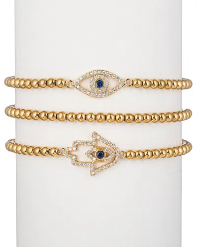 EYE CANDY LA EYE CANDY LA LEXY TITANIUM CZ 3PC HAMSA STRETCH BRACELET SET