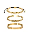 Eye Candy La Lucas Skull 3pc Stackable Bracelet Set In Gold