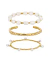 Eye Candy La Lucia Cz 3pc Stackable Bracelet Set In Gold