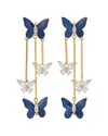 Eye Candy La Luisa Butterfly Dangle Cz Drop Earrings In Blue