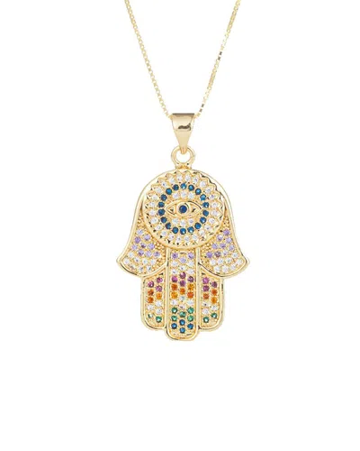 Eye Candy La Luxe 18k Vermeil Cz Hamsa Necklace