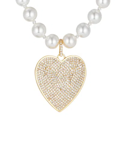 Eye Candy La Luxe 2mm Pearl Cz Miranda Necklace