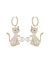 Eye Candy La Luxe Collection 18k Plated 6mm Pearl Cz Cat Earrings