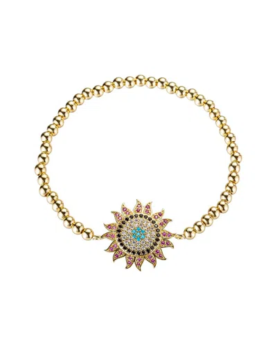 Eye Candy La Luxe Collection 18k Plated Cz Beaded Stretch Bracelet