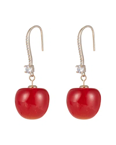 Eye Candy La Eye Candy Los Angeles Luxe Collection 18k Plated Cz Cherry Dangle Earrings In Blue