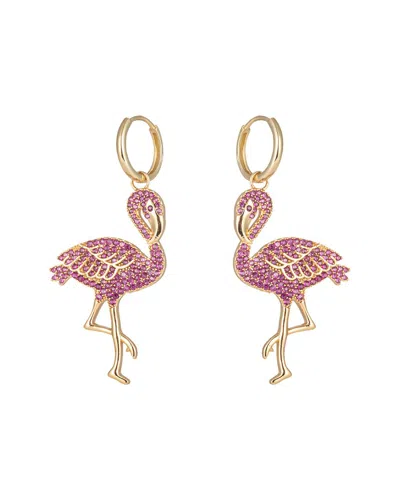 Eye Candy La Luxe Collection 18k Plated Cz Flamingo Huggie Earrings