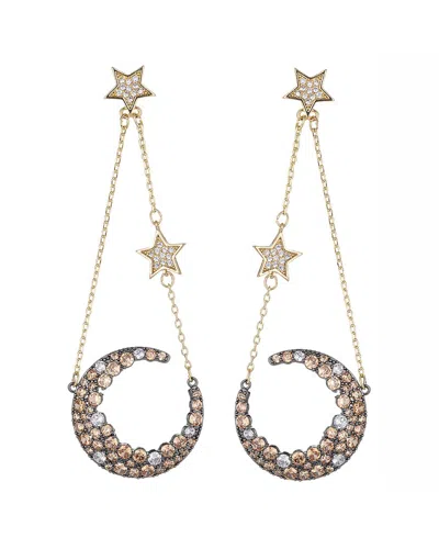 Eye Candy La Luxe Collection 18k Plated Cz Moon Earrings In Gray