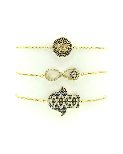 Eye Candy La Luxe Collection 18k Plated Hamsa Evil Eye Set Of Bracelets