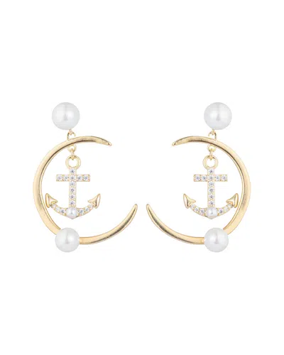 Eye Candy La Luxe Collection Anchor Away Cubic Zirconia Loop Earrings In Gold