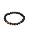 Eye Candy La Luxe Collection Chakra Beaded Tiger Eye Stretch Bracelet In Brown