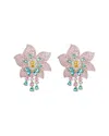 Eye Candy La Luxe Collection Cindy Pink Cubic Zirconia Crystal Flower Earring In Pink