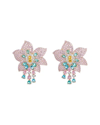 EYE CANDY LA EYE CANDY LA LUXE COLLECTION CINDY PINK CUBIC ZIRCONIA CRYSTAL FLOWER EARRING