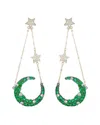 Eye Candy La Luxe Collection Cz Green Moon & Start Earrings