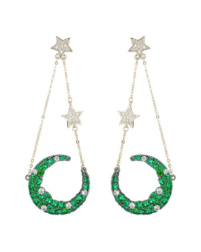 Eye Candy La Luxe Collection Cz Green Moon & Start Earrings
