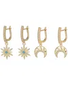 Eye Candy La Luxe Collection Cz Moon & Star Huggie Earrings