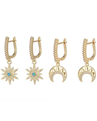 Eye Candy La Luxe Collection Cz Moon & Star Huggie Earrings