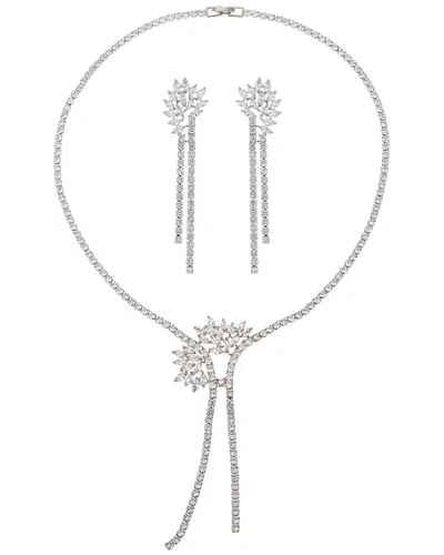 Eye Candy La Luxe Collection Cz Necklace And Earrings Set In Silver
