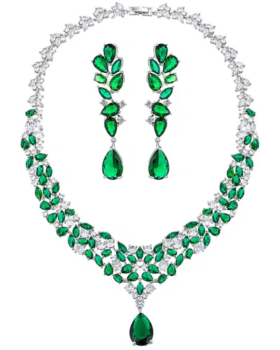 Eye Candy La Luxe Collection Cz Necklace And Earrings Set In Green