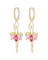 Eye Candy La Luxe Collection Cz Pink Ballerina Huggie Drop Earrings