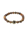 Eye Candy La Men's Goldtone & Agate Beads Hamsa Hand Stretch Bracelet