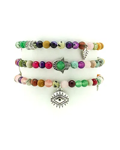 EYE CANDY LA EYE CANDY LA LUXE COLLECTION HAMSA EVIL EYE SET OF 3 BRACELETS