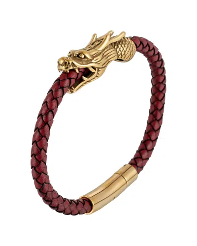 Eye Candy La Luxe Collection Lionel Dragon Leather & Stainless Snap Bracelet In Animal Print