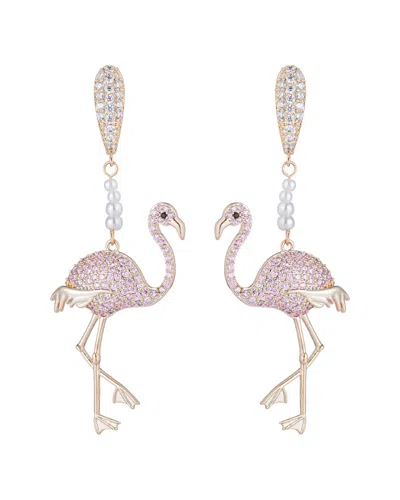 EYE CANDY LA EYE CANDY LA LUXE COLLECTION PINK FLAMINGO CUBIC ZIRCONIA CRYSTAL DROP EARRINGS