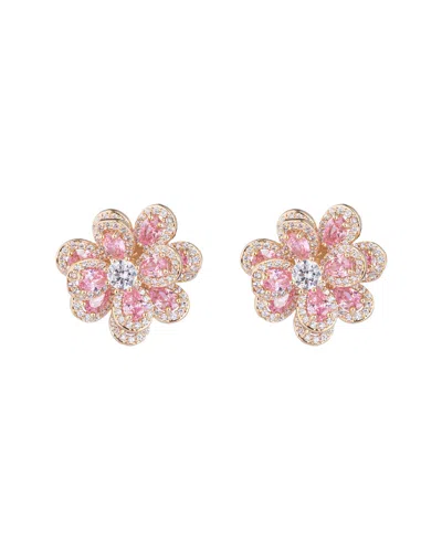 Eye Candy La Luxe Collection Pink Flower Cubic Zirconia Stud Earrings