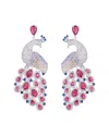 Eye Candy La Luxe Collection Pink Peacock Cubic Zirconia Crystal Drop Earrings
