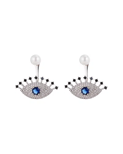 EYE CANDY LA EYE CANDY LA LUXE COLLECTION RHODIUM PLATED CZ MILA EYE DROP EARRINGS
